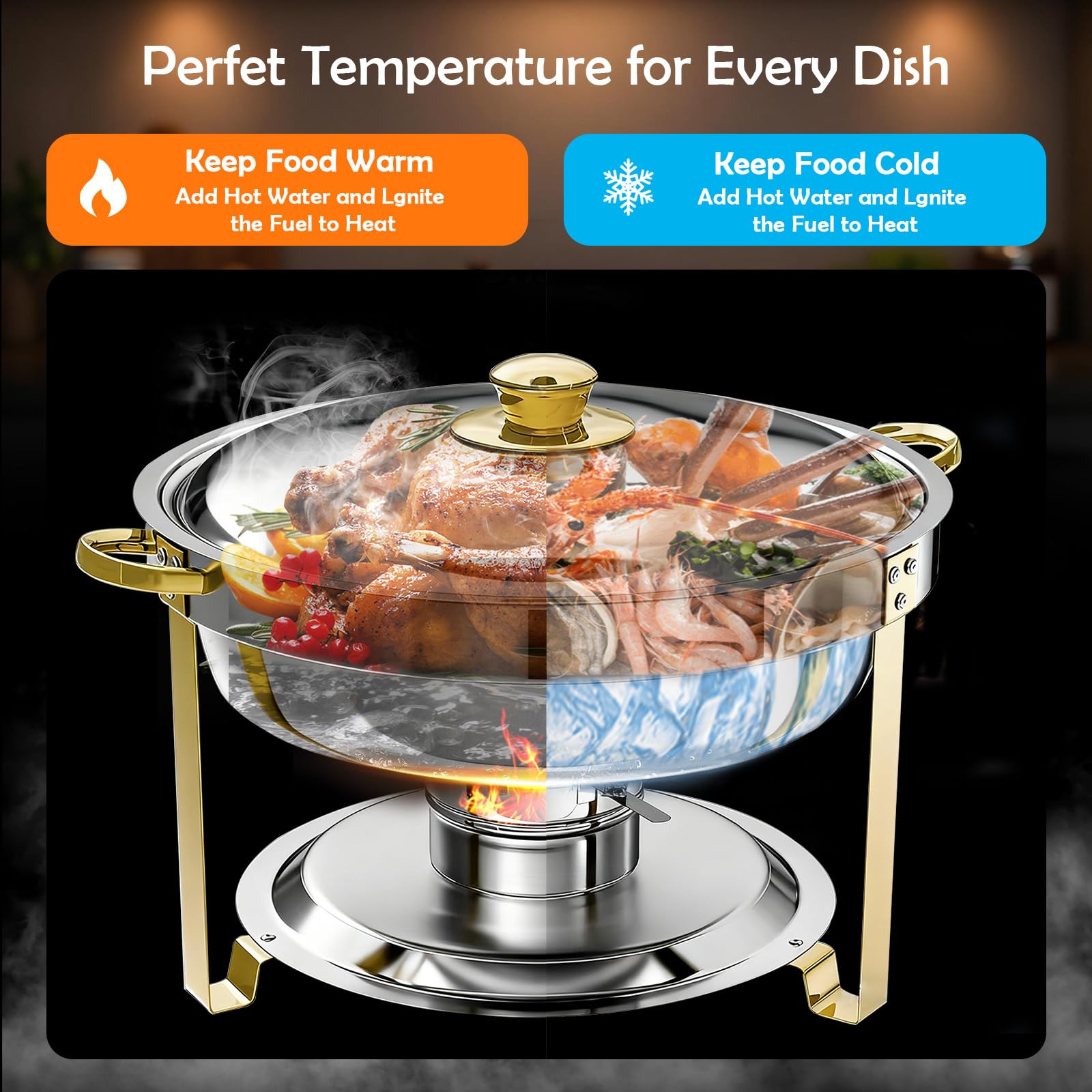 ALSO GO chafing dish lid roll-top for quick serving