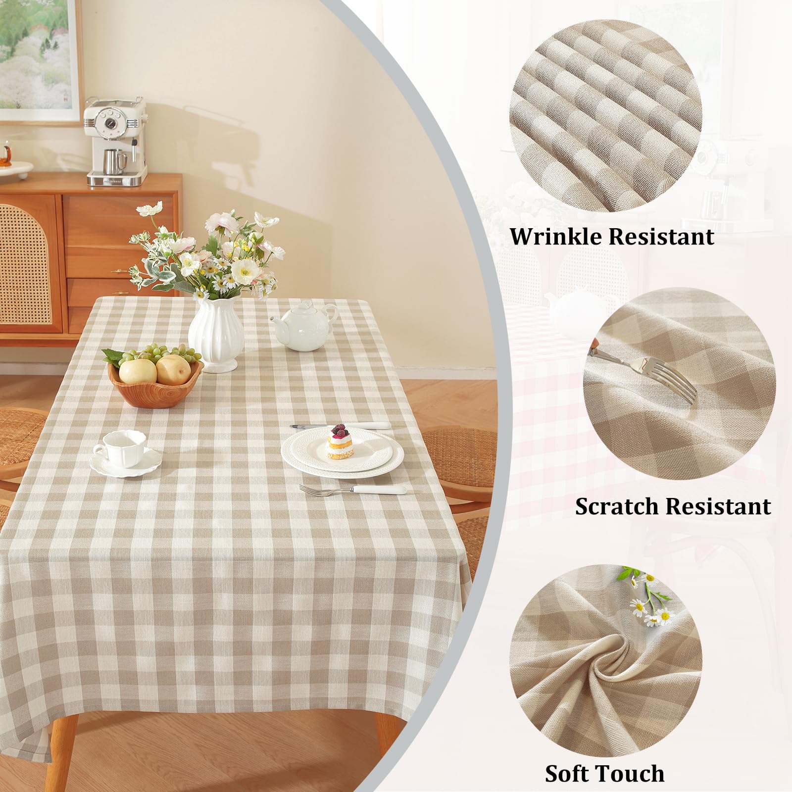 Alsoo checkered tablecloth cotton-linen blend offers a soft, durable drape.