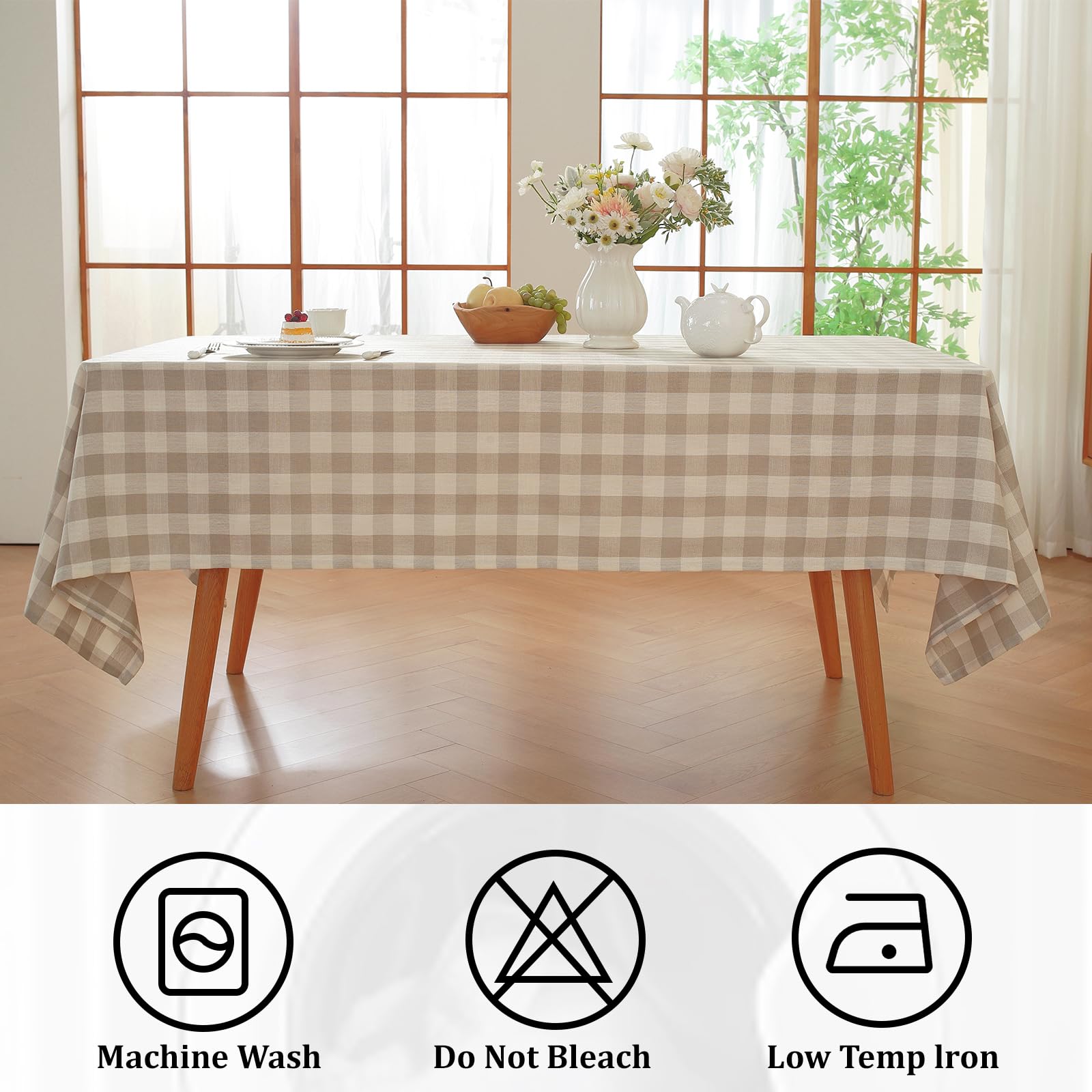 Alsoo checkered tablecloth adds warm gingham ambiance to your dining room.
