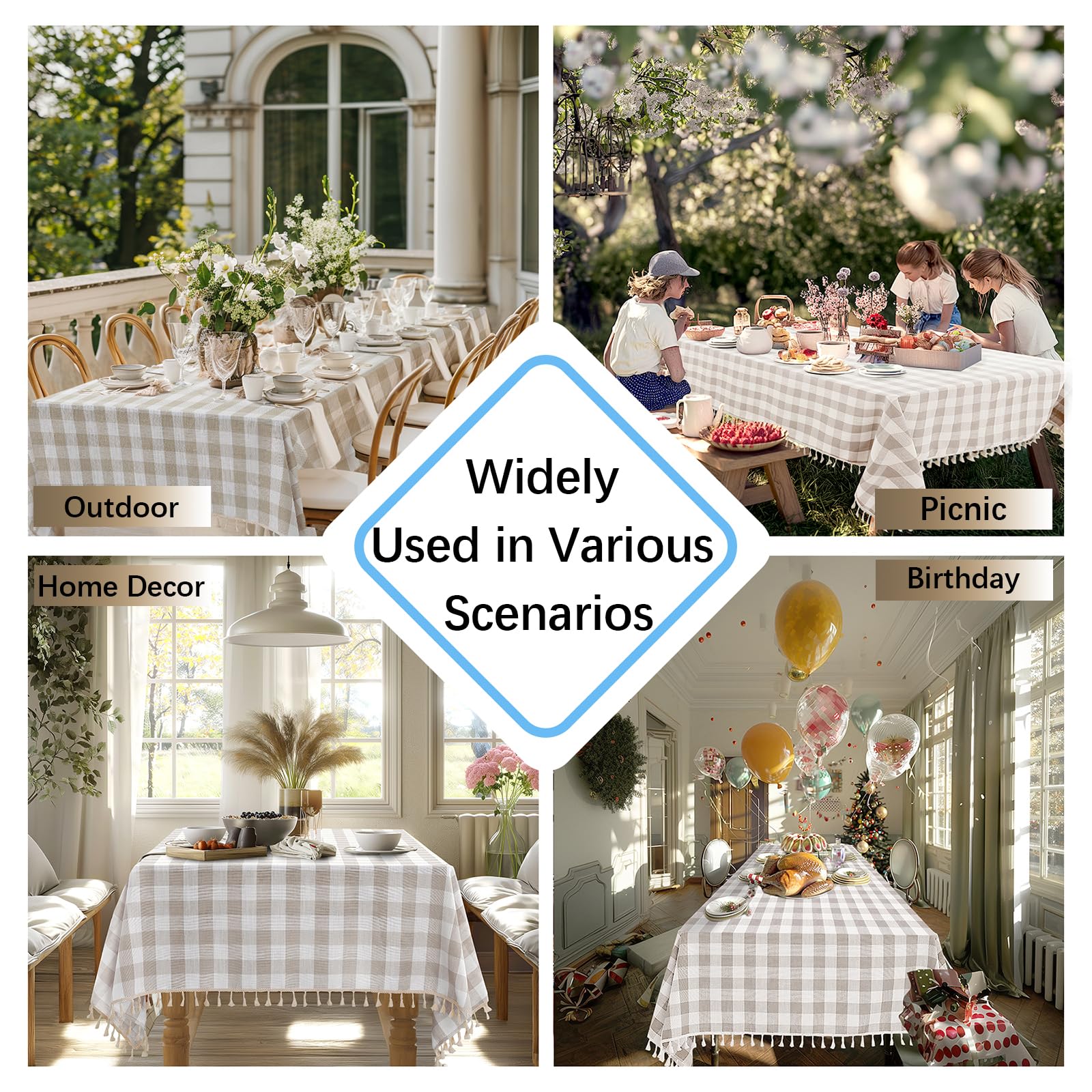 Alsoo farmhouse-style tablecloth in cotton-linen blend with soft drape