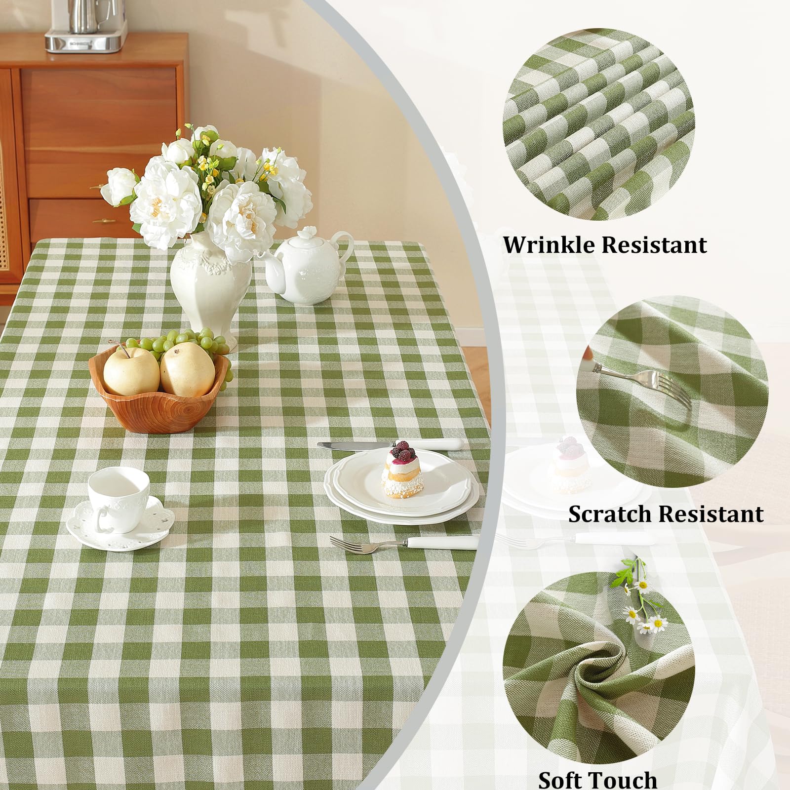Outdoor picnic scene with Alsoo gingham tablecloth for easy cleanup