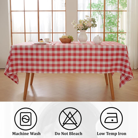 Alsoo Gingham red and white checkered pattern adds festive indoor dining charm.