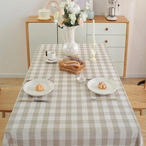 Alsoo tablecloth rectangle gingham beige cream, versatile decor for dining