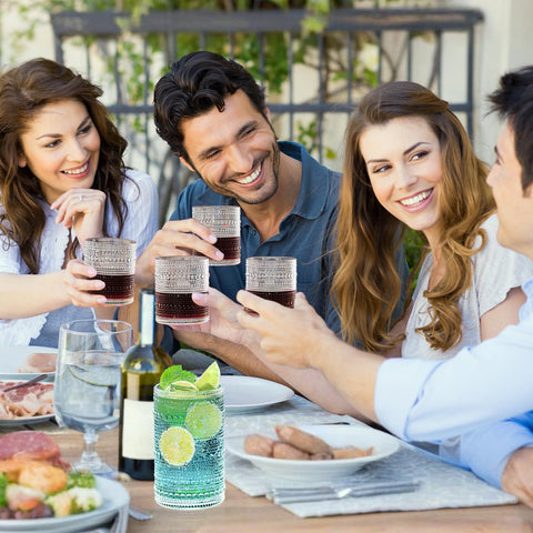 Altarret glassware adds vintage charm to kitchen or bar.