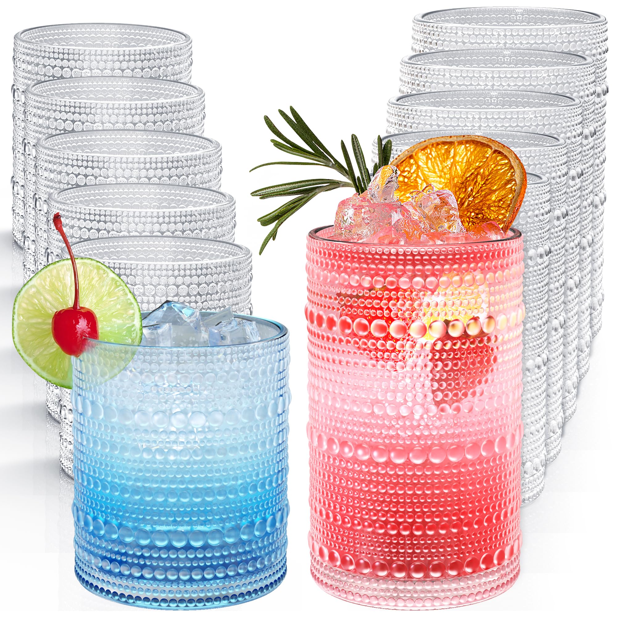 Altarret vintage hobnail highball 12oz glass ideal for water or cocktails.