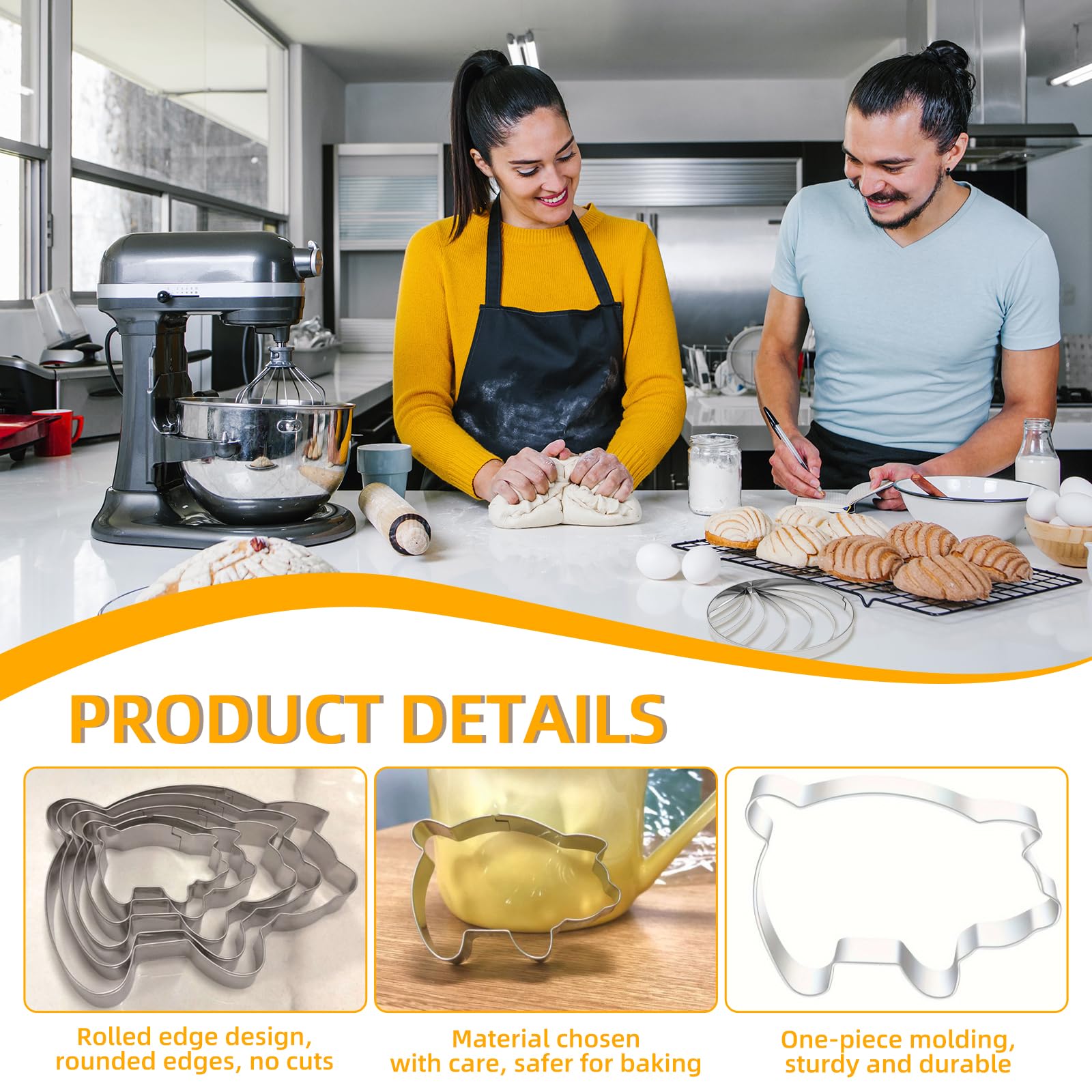 Alunduto pig cookie cutter 4-inch ideal for cookies and sandwiches.