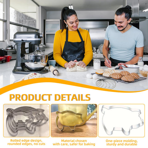 Alunduto pig cookie cutter 4-inch ideal for cookies and sandwiches.