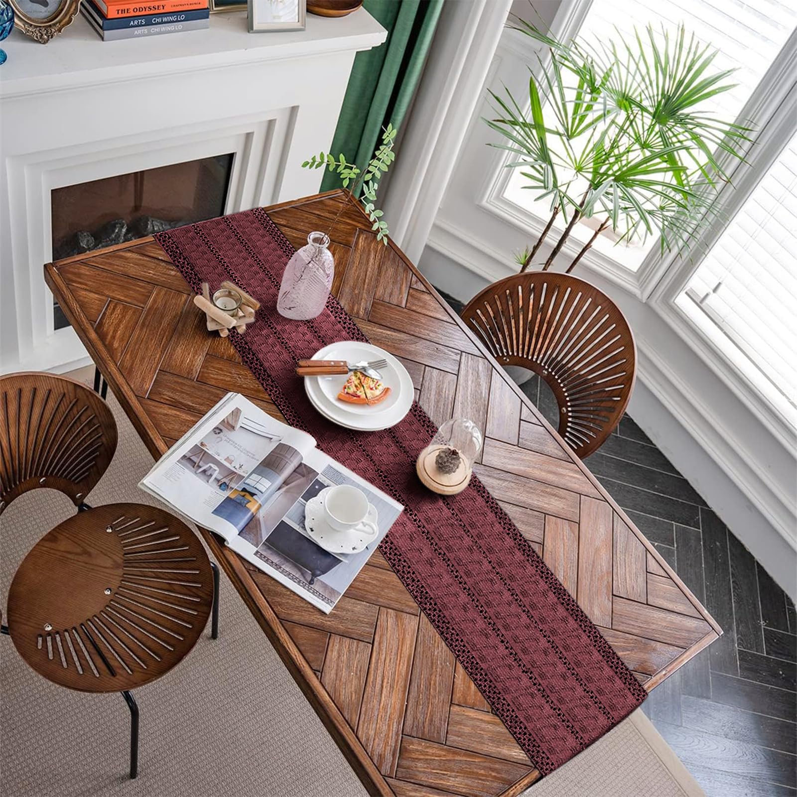 Alynsehom rustic farmhouse style runner complements country kitchen or dining spaces.