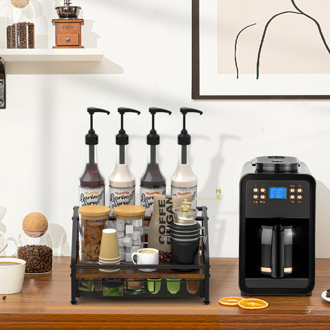 Alyoen 3-tier stand with open drawer for easy K-cup access.