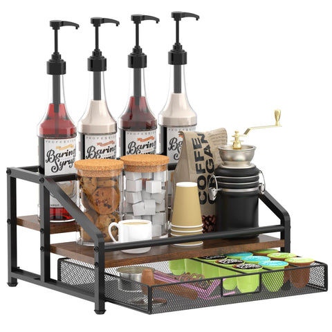 Alyoen coffee syrup organizer rack front view, durable build for organized syrups.