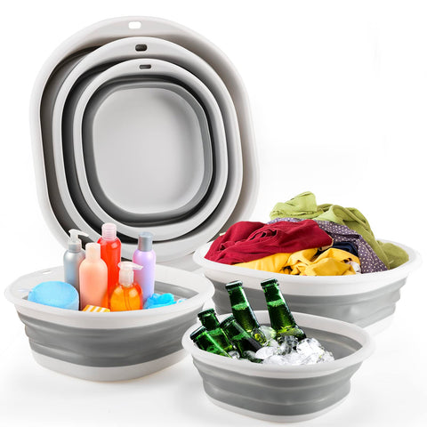 ALYSTER collapsible tub large grey ideal for quick dishwashing and sink tasks.