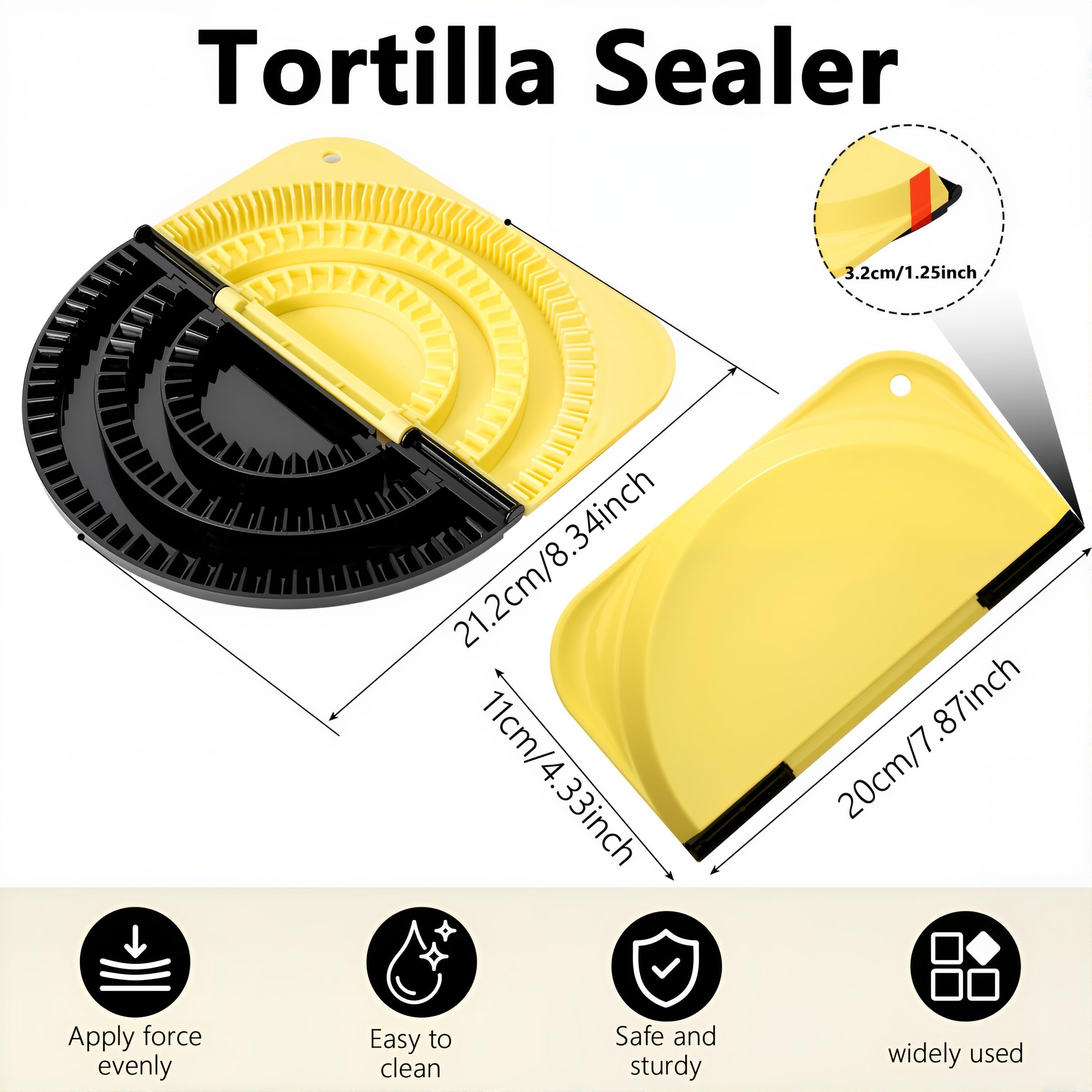 amader 3-in-1 tortilla sealer 6-8 inch crimper for larger wraps.