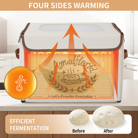 Amalflorid bread-proofing box inside shelf keeps dough elevated for even fermentation