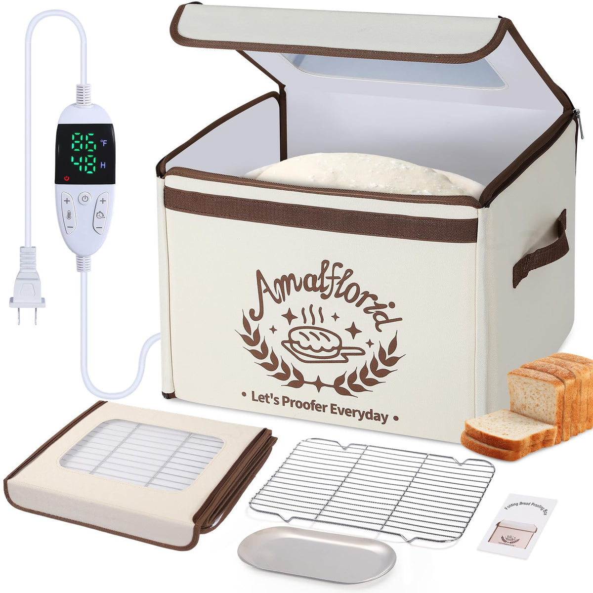 Amalflorid bread-proofing box top view shows even heat for steady dough proofing