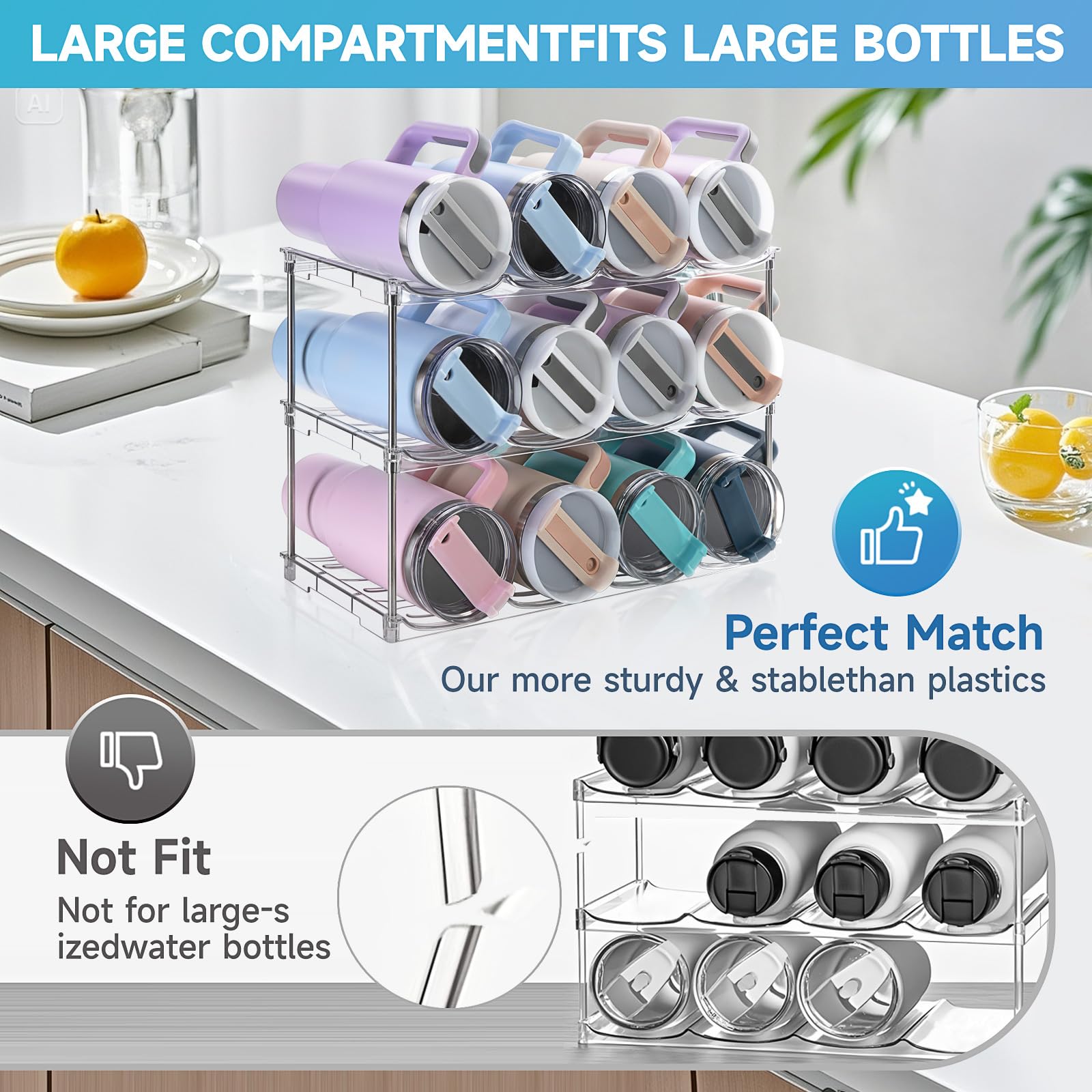 Amaoot versatile kitchen storage for cups and water bottles