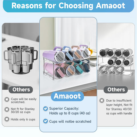 Amaoot stackable bottle rack demonstrates vertical cabinet organization