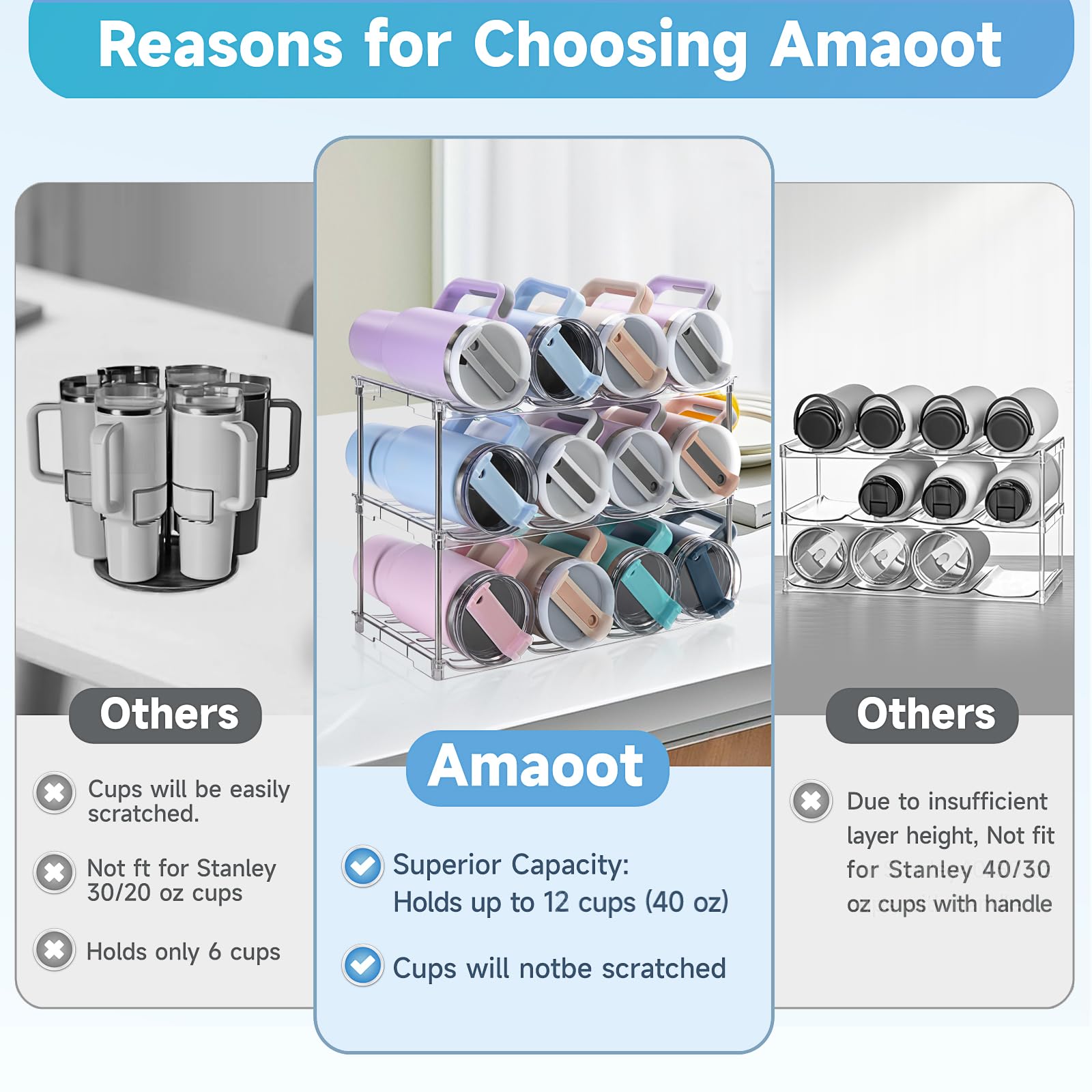Amaoot stackable cabinet rack design keeps bottles neatly organized