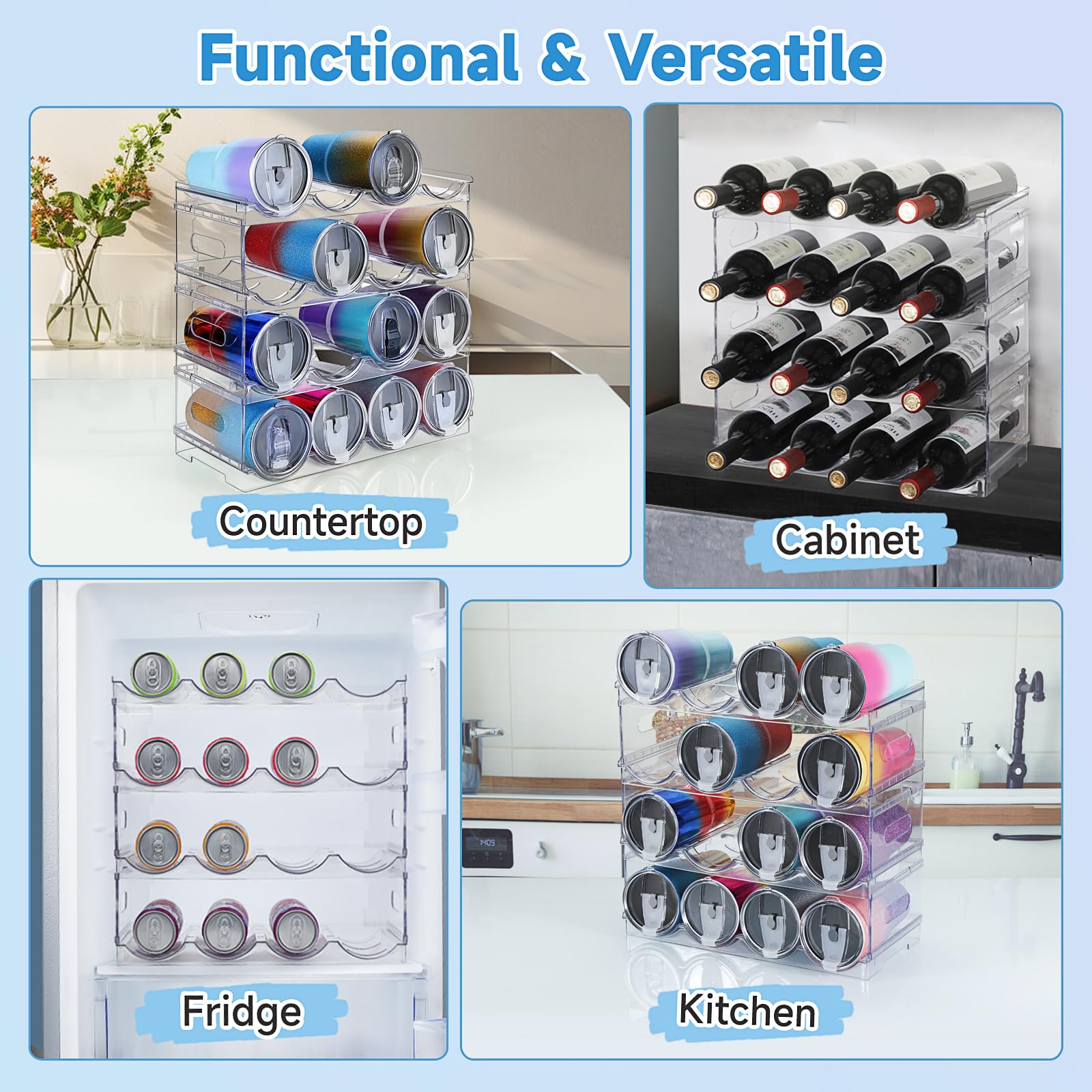 Amaoot versatile bottle and tumbler storage suitable for pantry or cabinet.