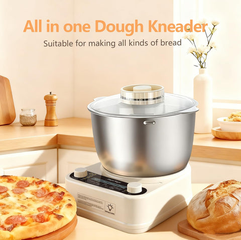 AmareMagis dough mixer 5.34qt bowl ideal for kneading bread and pizza dough.
