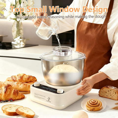 AmareMagis splash guard reduces mess during kneading.