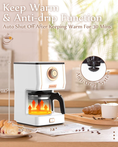 Amaste anti-drip design with a visible water gauge for mess-free brewing.