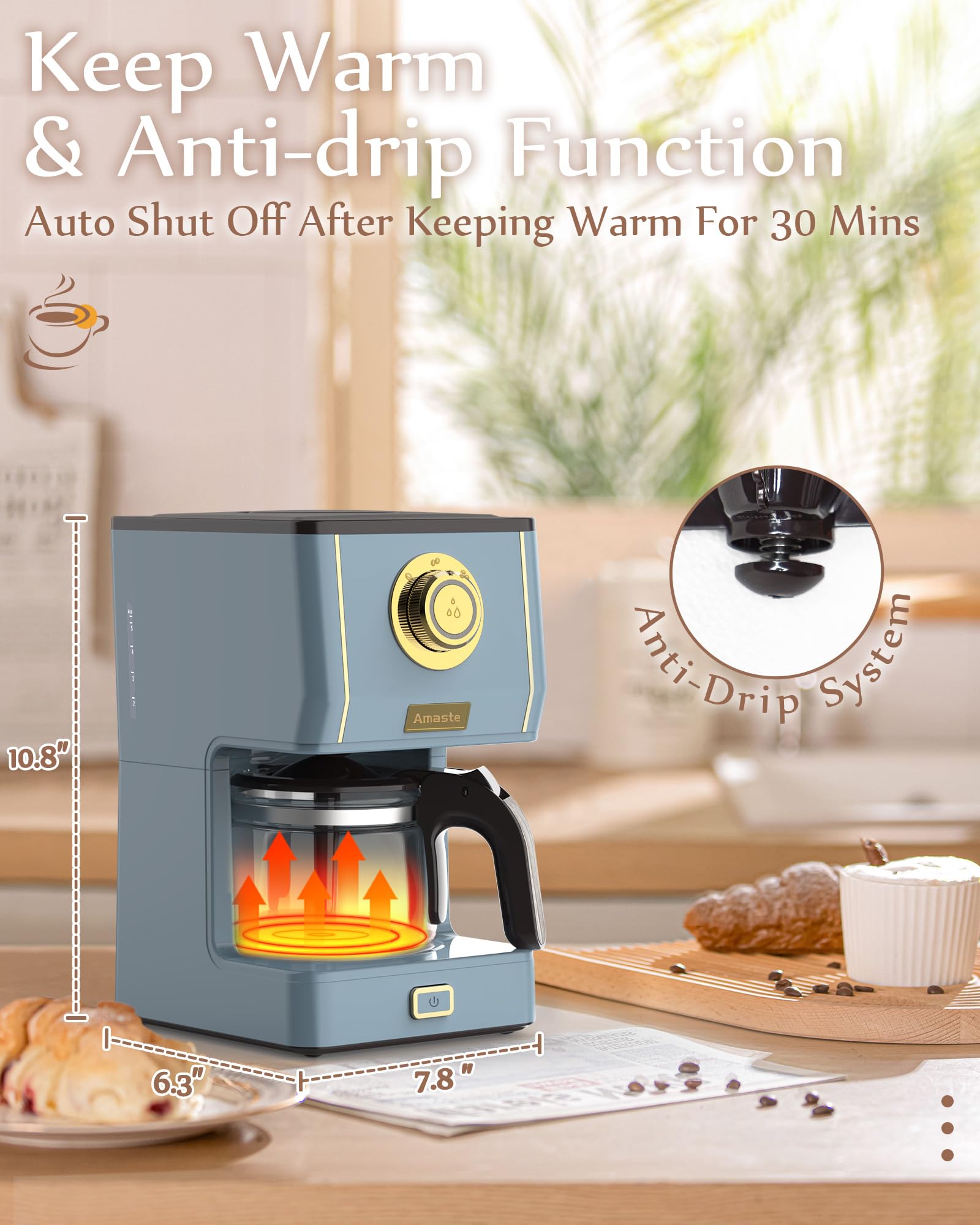 Compact dimensions fit small kitchens or desks for versatile placement.