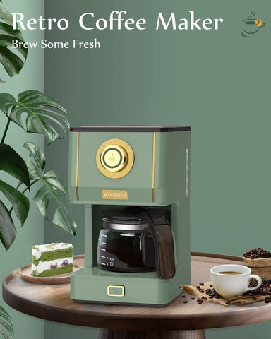 Amaste retro-style coffee maker design adds kitchen charm.