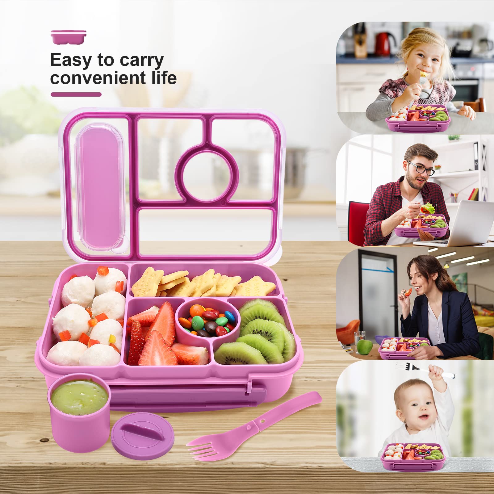 Amathley bento box 1300ml capacity ideal for hearty kid or adult portions.