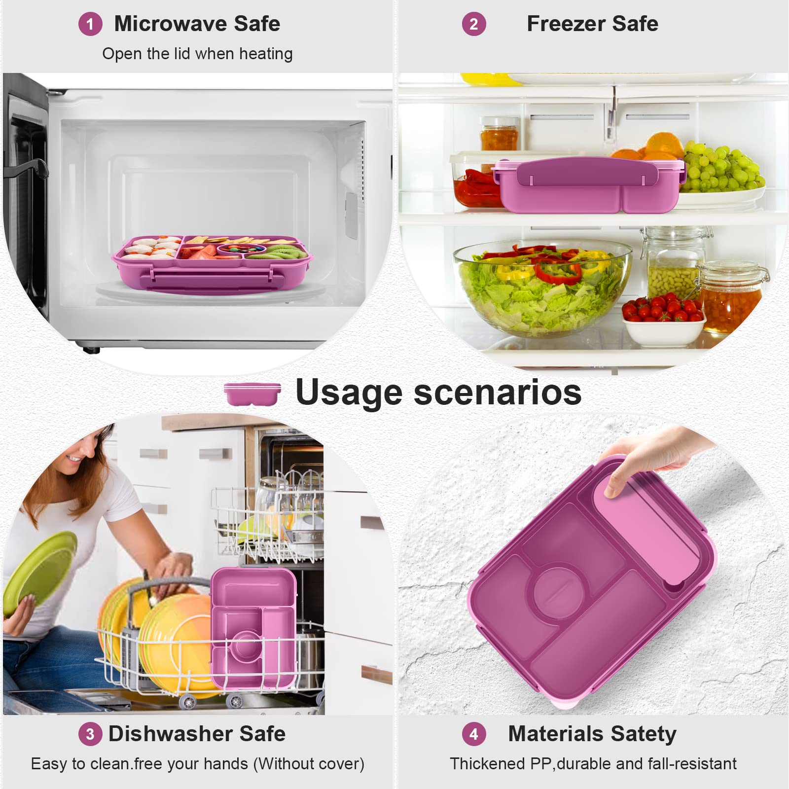 Amathley bento box features durable design to withstand daily use and travel.