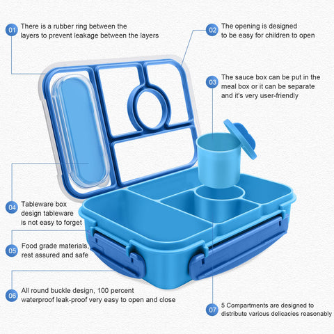 Amathley bento box leak-proof lid keeps contents secure during travel
