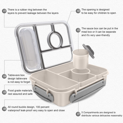 Amathley bento box leakproof lid keeps sauces contained during transport