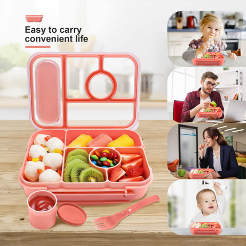 Amathley Bento Box leakproof sauce containers prevent spills during transport.
