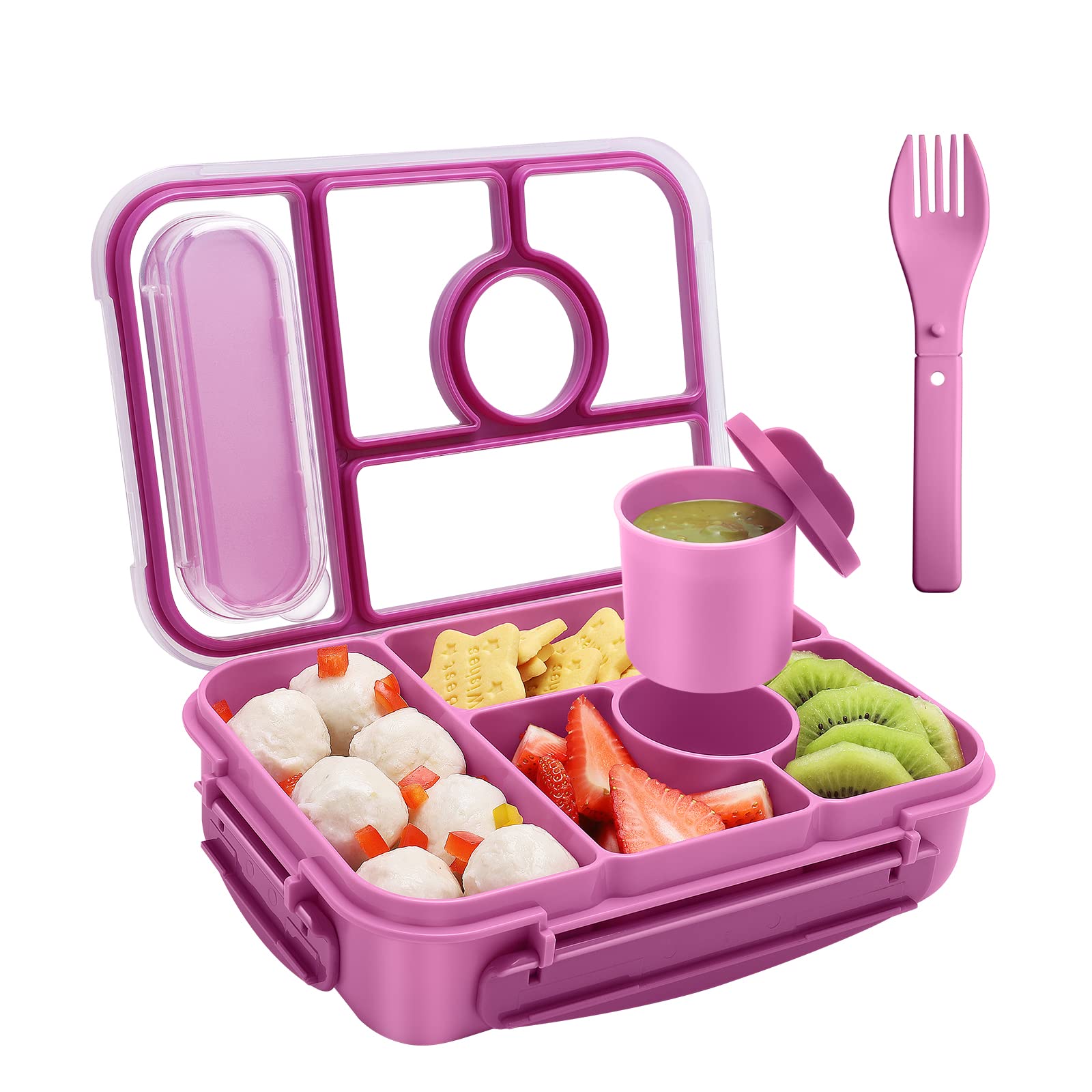 Amathley bento box shows secure lid-lock clips for spill-free meals on the go.