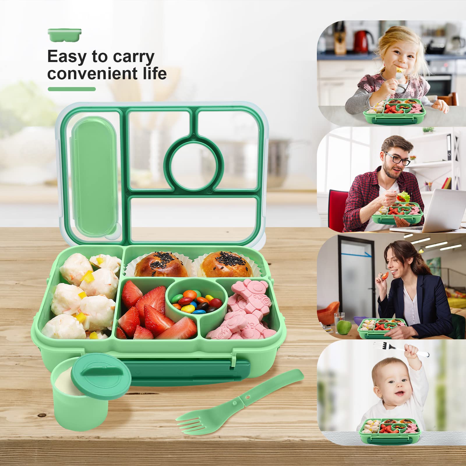 Amathley Bento Box with sauce containers ideal for dips and dressings.