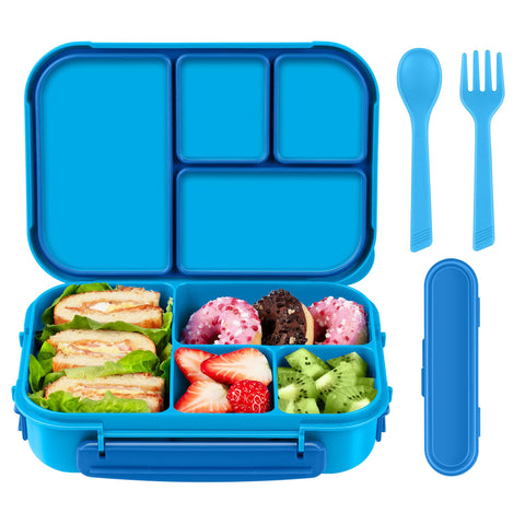 Amathley blue lunch box with four compartments supports varied meals on the go.