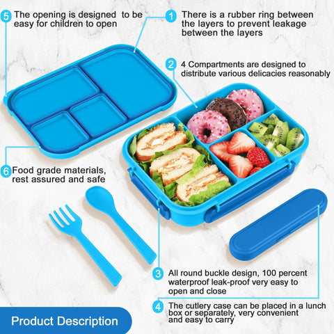 Amathley blue leak-proof lid keeps food contained during transport.
