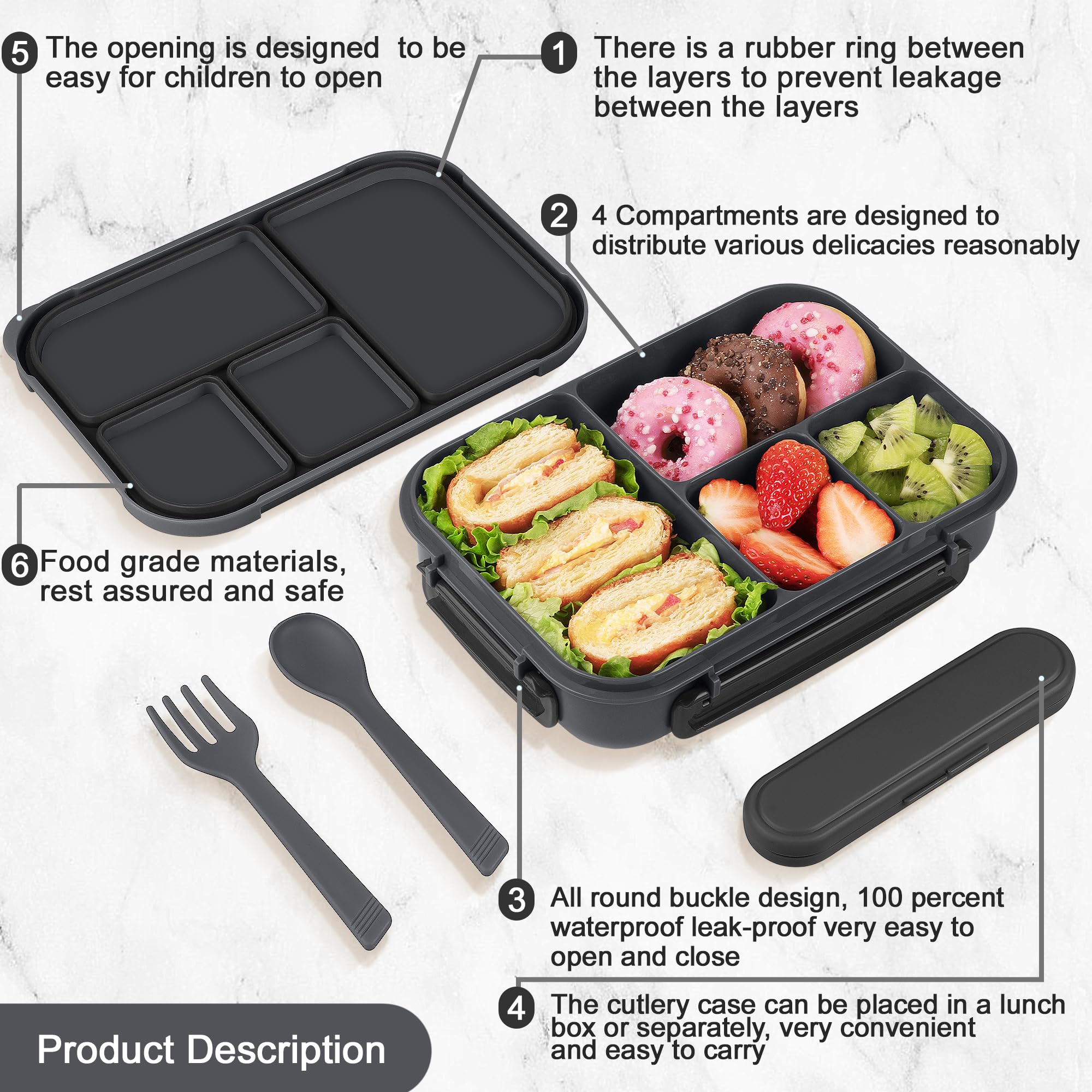 Amathley Lunch Box dark gray finish complements daily meal routine