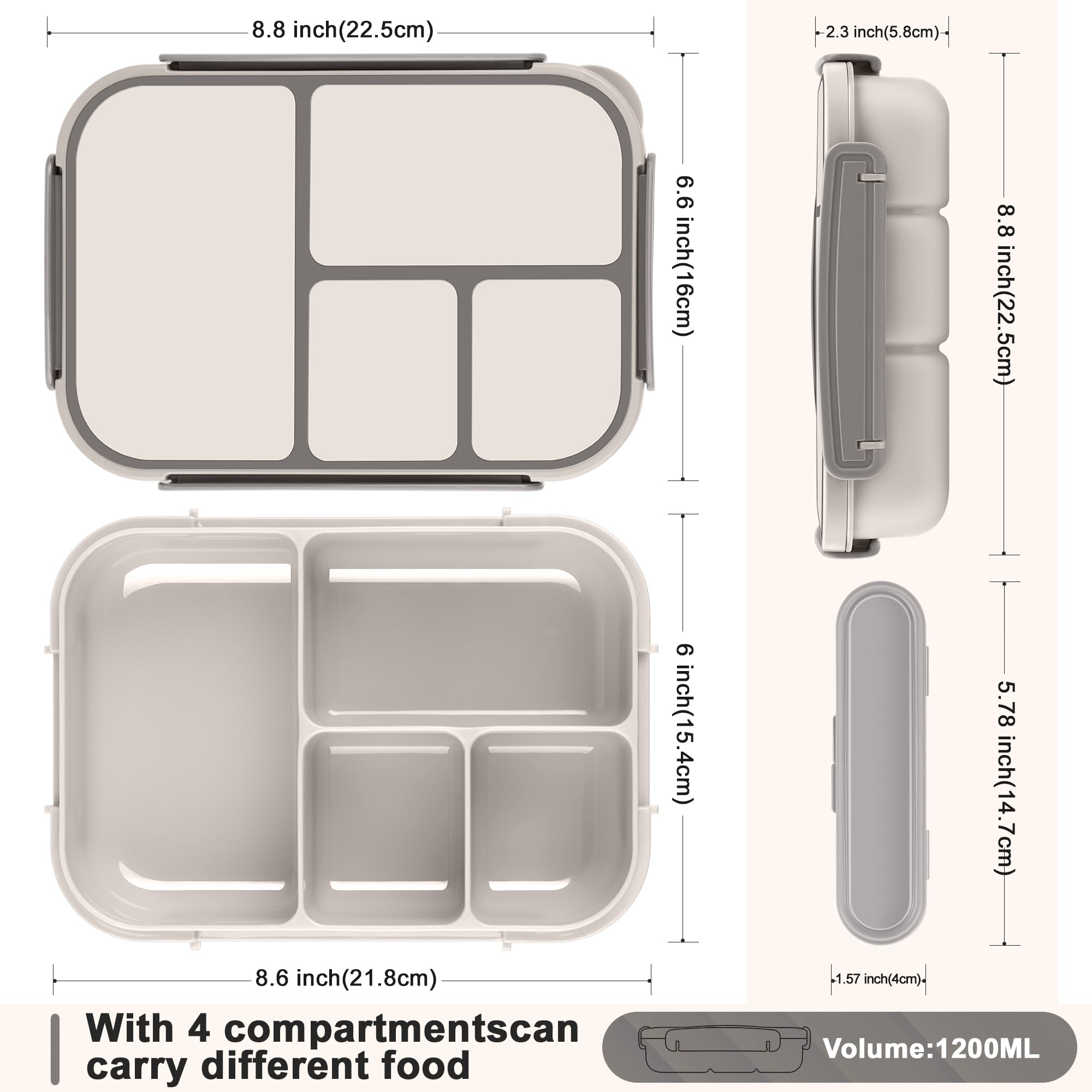 Amathley lunchbox built-in utensils keep forks and spoons handy.