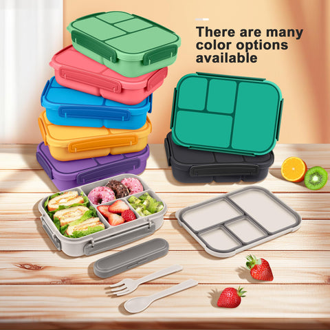 Amathley lunchbox four-lock-clips secure lid for spill-free travel.