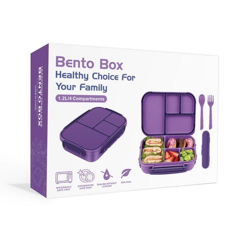 Amathley purple lunch box close-up highlights sturdy construction and lid