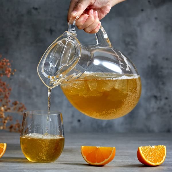 Amazing Abby Bubbly fridge-ready pitcher fits neatly in shelves for chilling beverages.