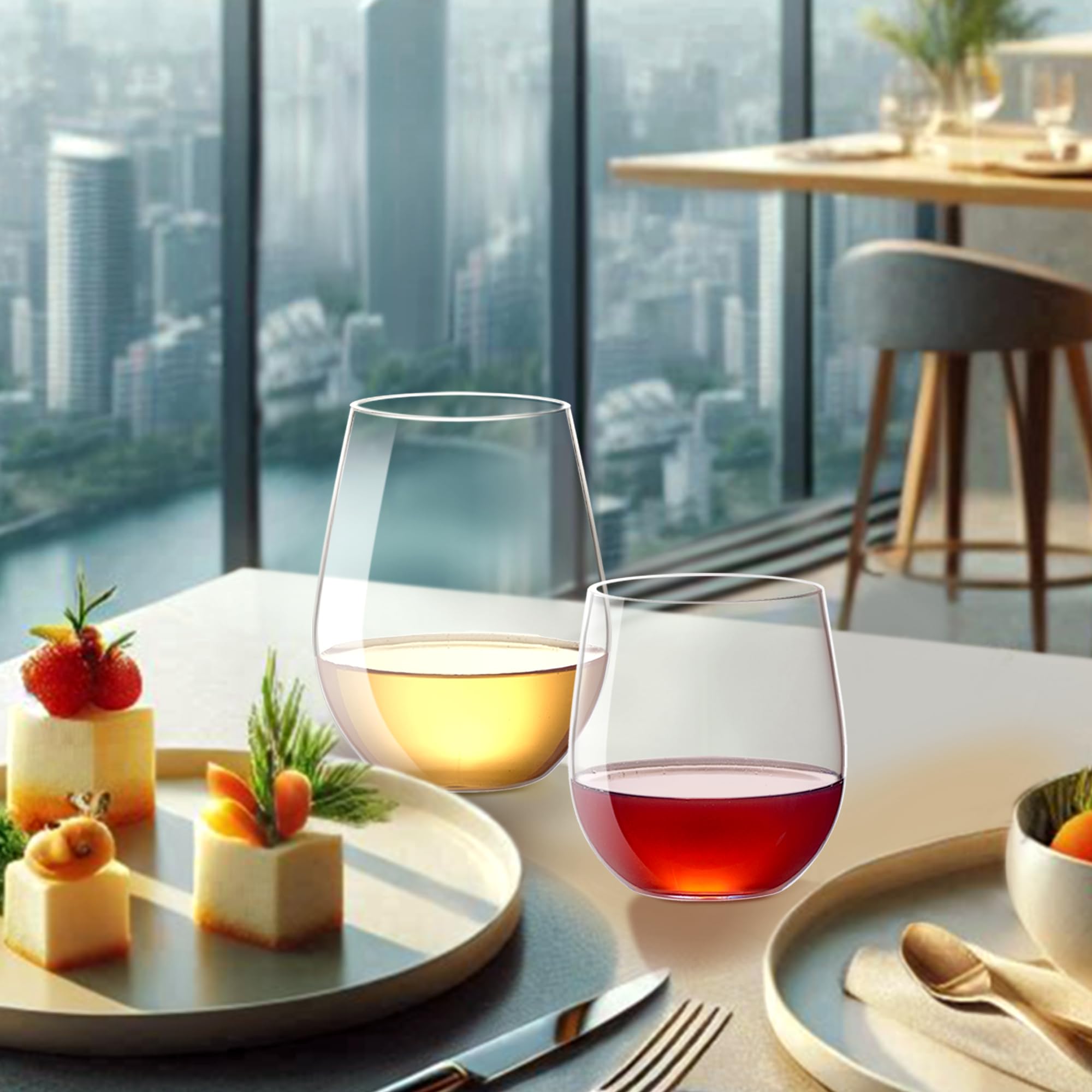 Amazing Abby Cindy BPA-free dishwasher-safe wine glasses ready for cleanup.