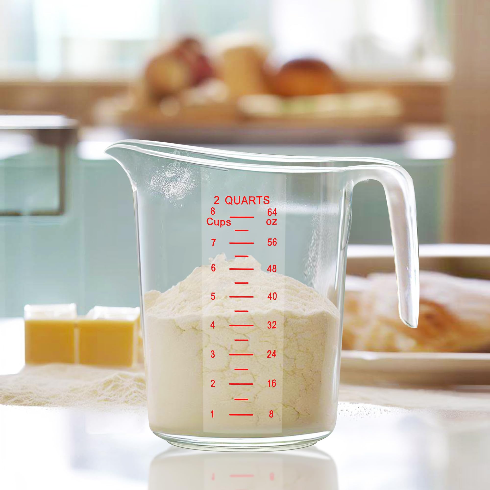 Amazing Abby Melissa 64-Oz pitcher displays embossed imperial and metric marks for precision.