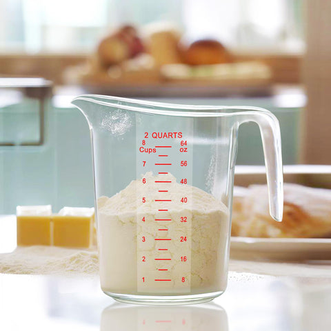 Amazing Abby Melissa 64-Oz pitcher displays embossed imperial and metric marks for precision.