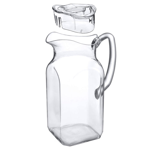 Amazing Abby Quadly pitcher crystal-clear design adding sleek touch to table.