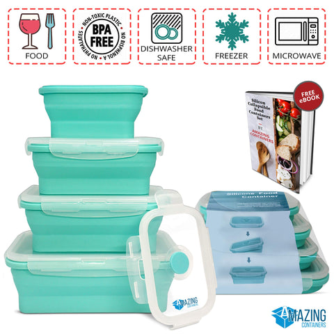 AMAZING CONTAINERS BPA-free silicone ensures safe eco-friendly storage.