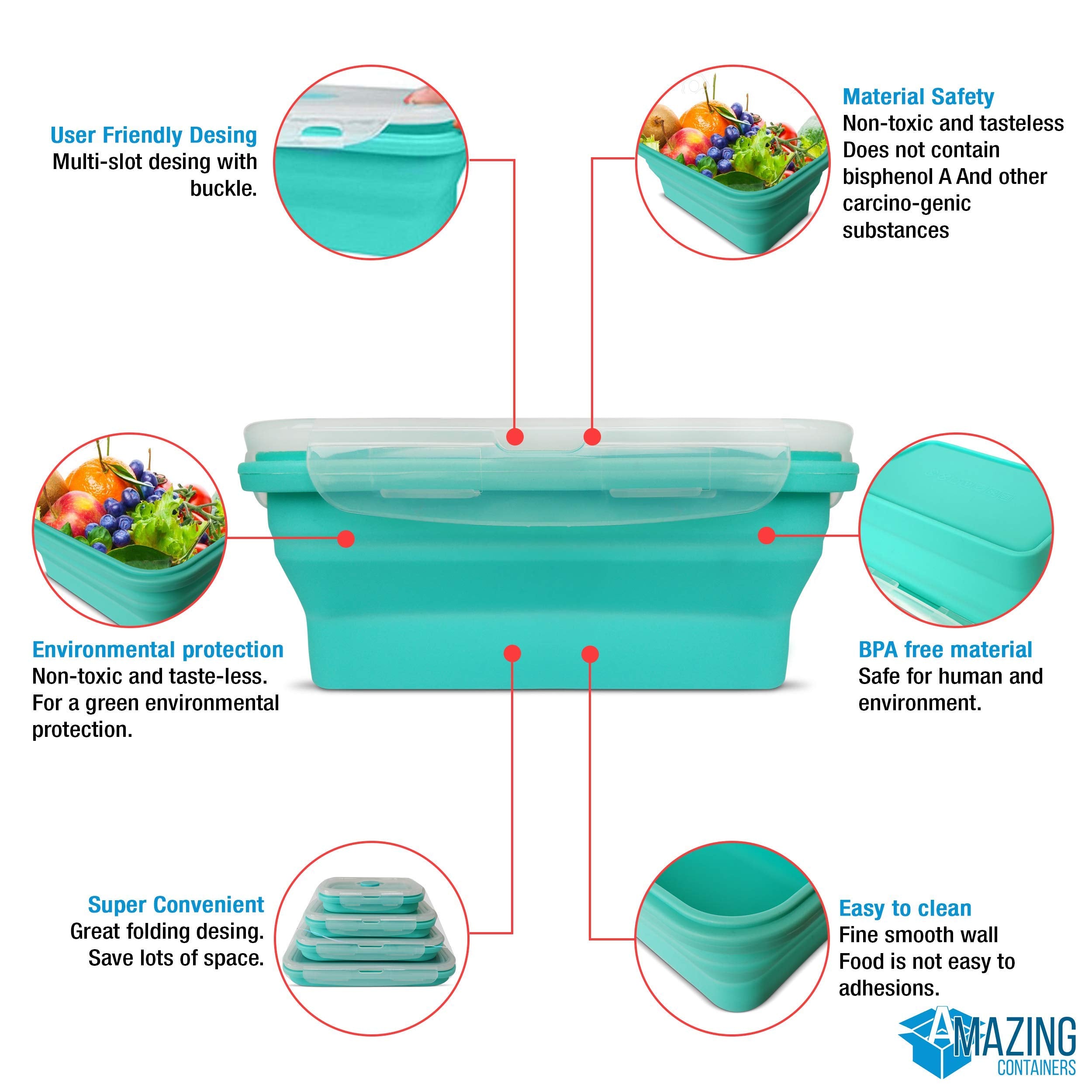 AMAZING CONTAINERS collapsible large container with lid great for bulk storage and meals.