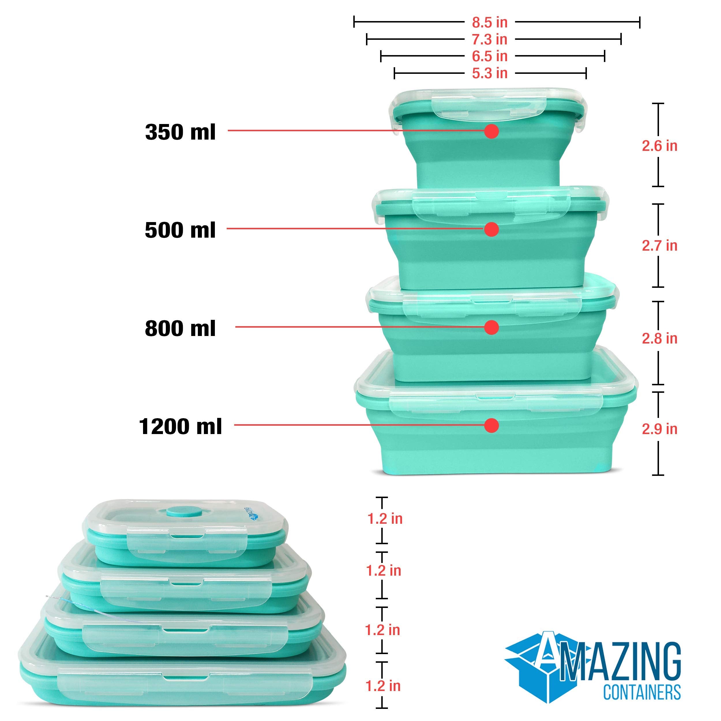 AMAZING CONTAINERS collapsible medium container with lid perfect for meal prep and leftovers.