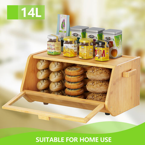 AMBIRD Bamboo Bread Box ventilation holes promoting airflow and freshness