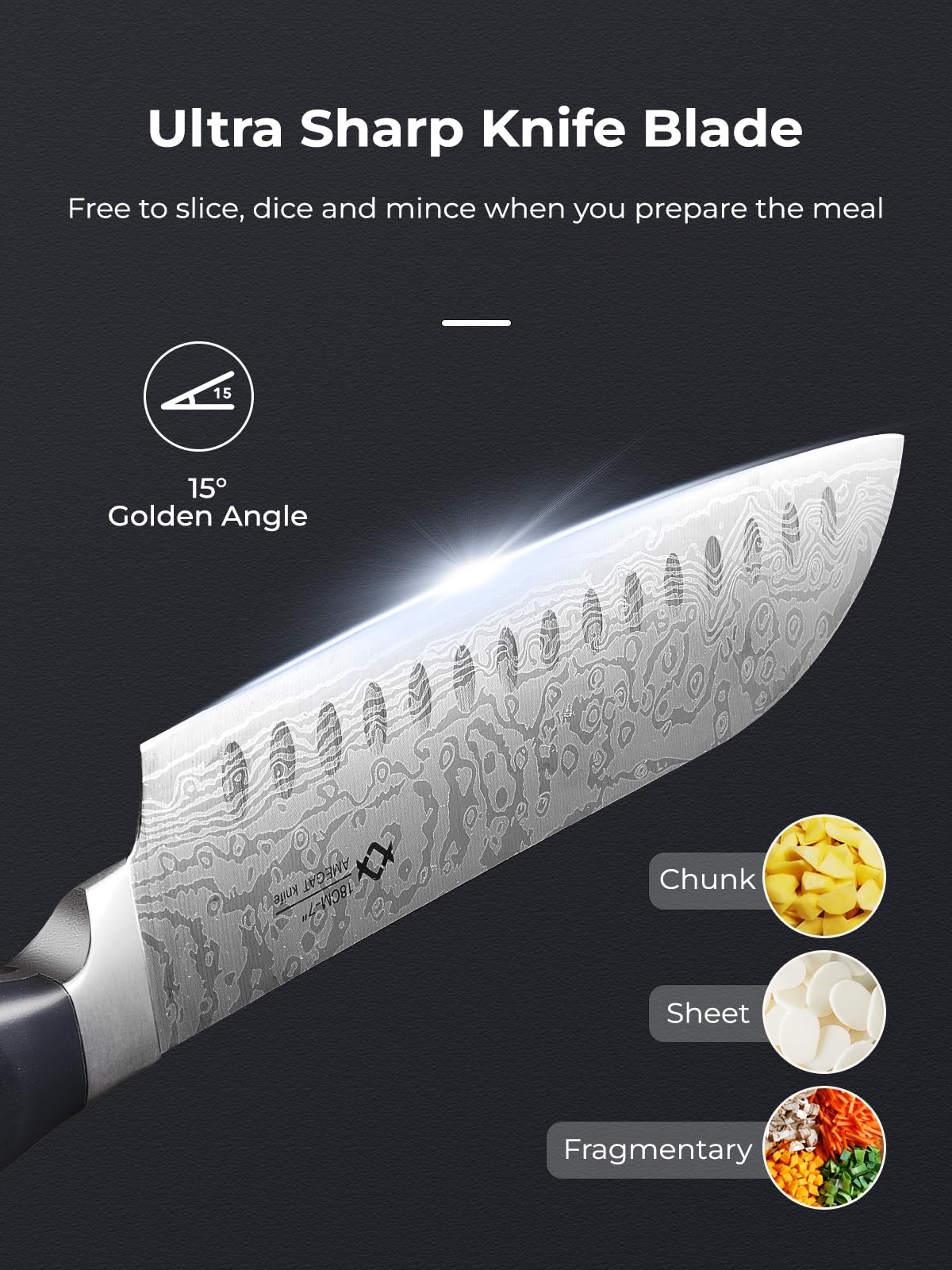 AMEGAT 8-inch slicing knife designed for clean cuts.